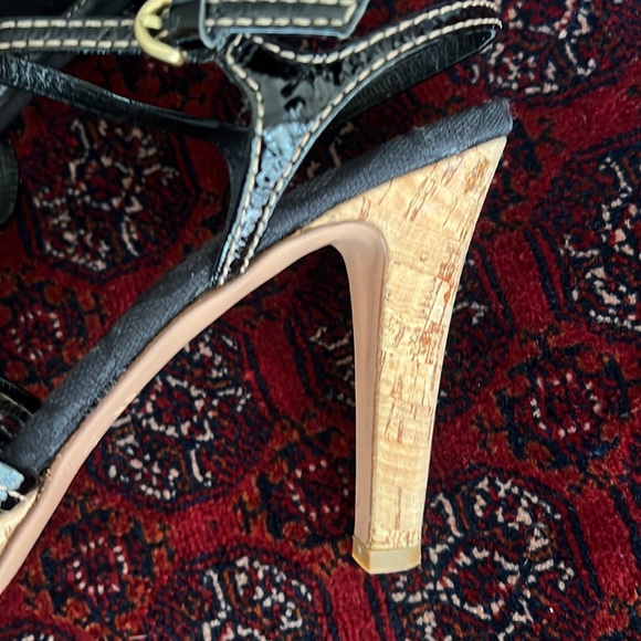 Strappy Coach patent leather cork heels 8 1/2 B Made in Italy - Picture 3 of 7